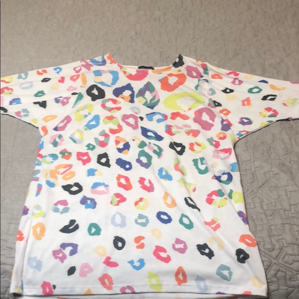 Dolman sleeve multi color animal print top